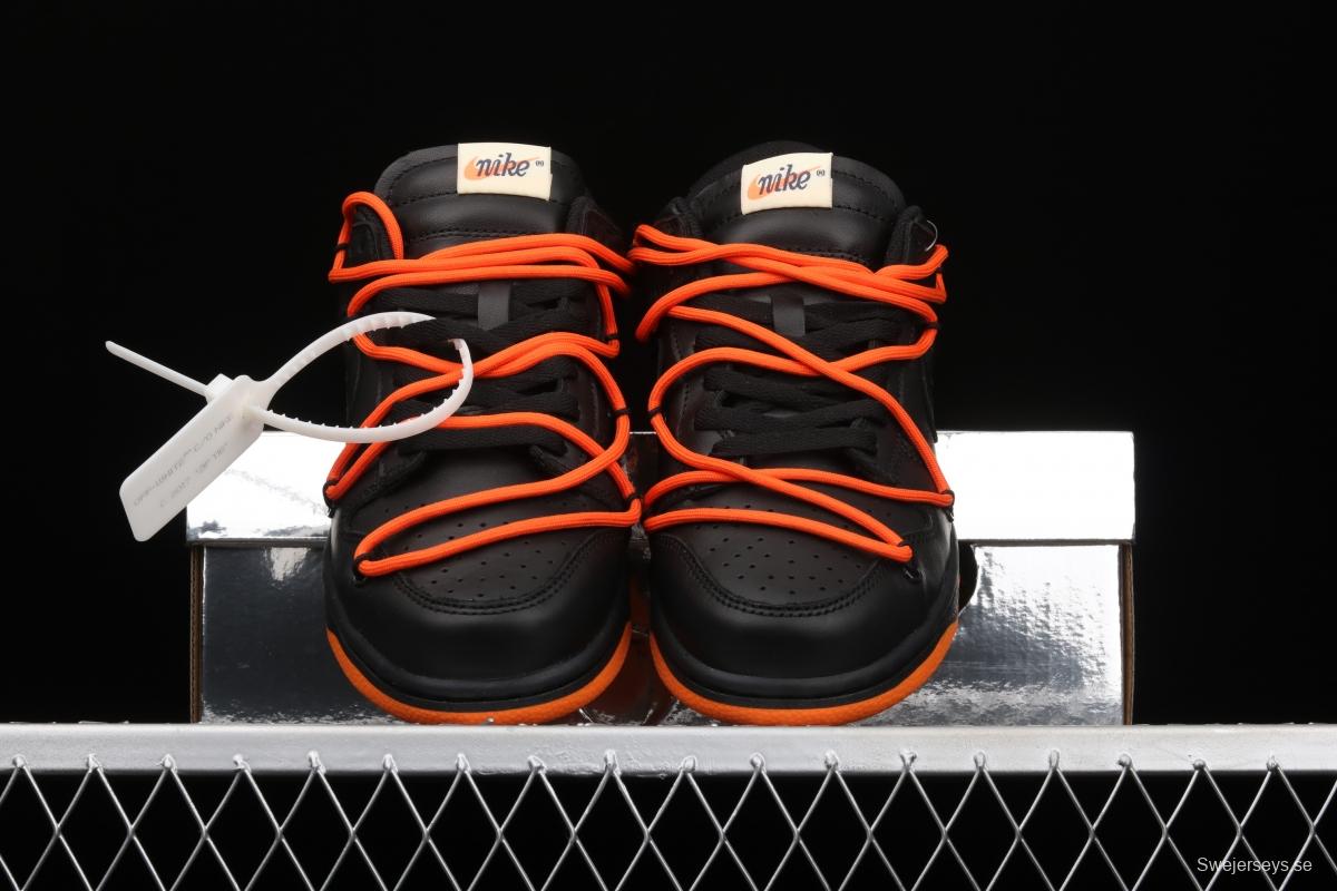 OFF-White x Futura x Nike DUNK Low Black Orange Tripartite name Black Orange Deconstruction Board shoes CT0856-005X