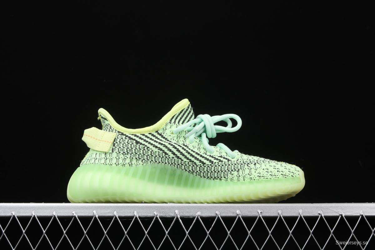 Adidas Yeezy Boost 350V2 Yeezreel FX4130 Darth Coconut 350 the second generation of hollowed-out black and yellow luminous stars