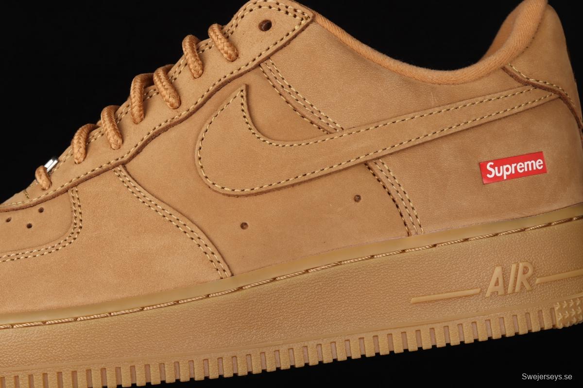 Supreme x NIKE Air Force 1 Low AF1 co-branded wheat suede low-top casual board shoes DN1555-200