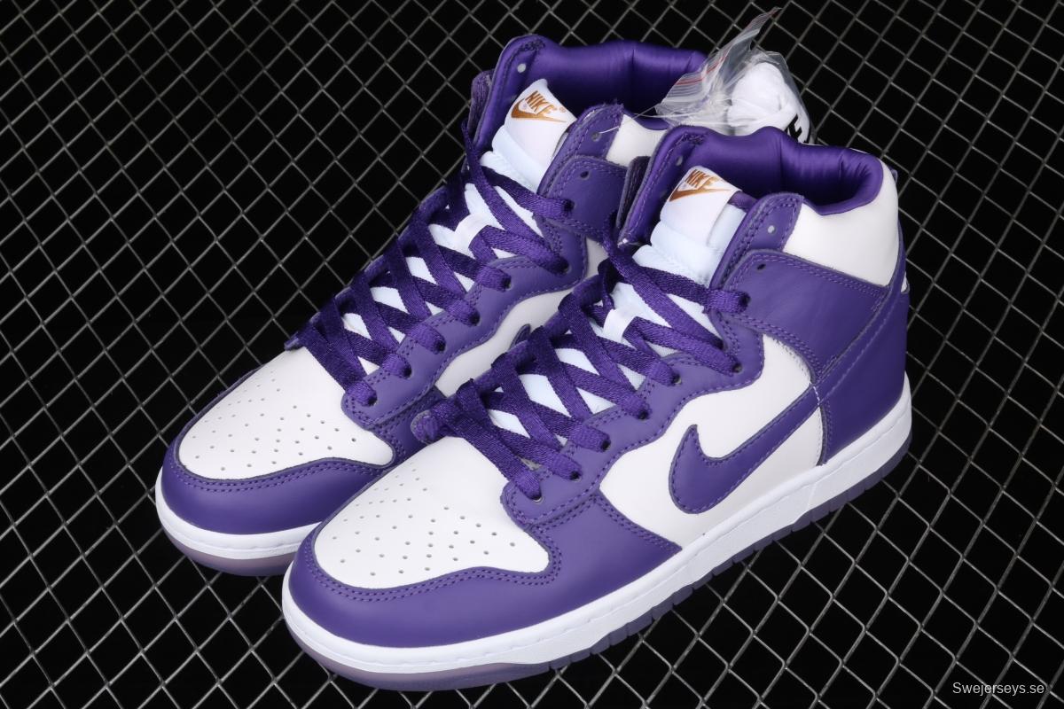 NIKE SB DUNK High Varsity Purple dunk series white and purple color retro high top leisure sports skateboard shoes DC5382-100