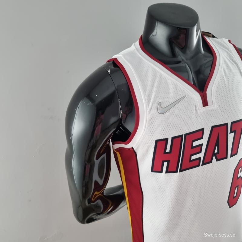 75th Anniversary Miami Heat JAMES #6 White NBA Jersey