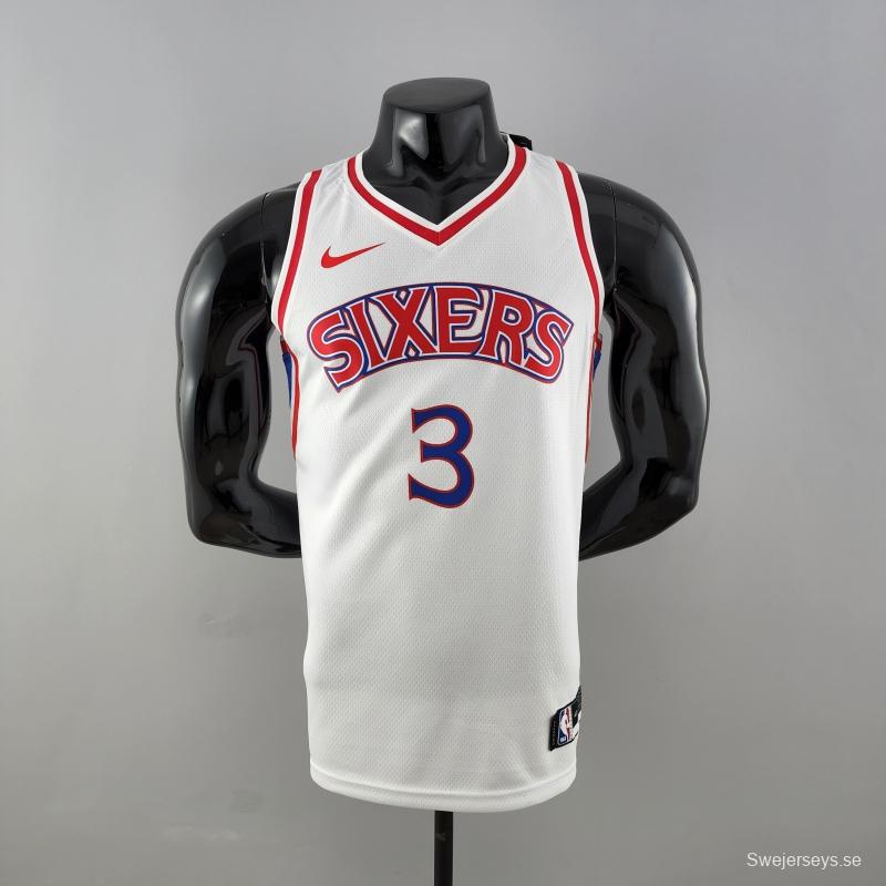 Rookie Philadelphia 76ers Iverson #3 White NBA Jersey 