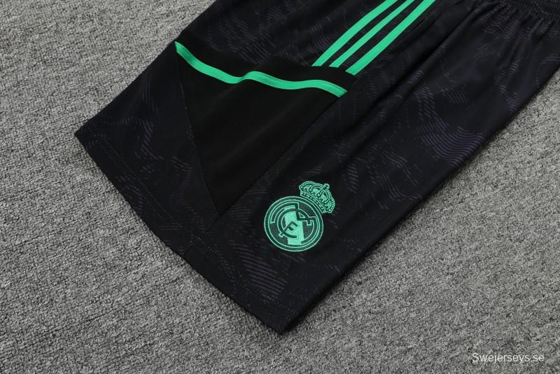 23-24 Real Madrid Black Green Pattern Short Sleeve+Shorts