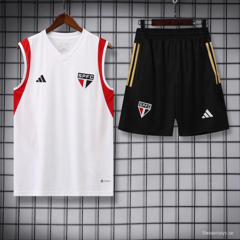 23-2423-24 Sao Paulo White Vest Jersey+Shorts