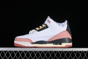 Air Jordan 3 GS "Red Stardust" AJ3 White Pink Floral