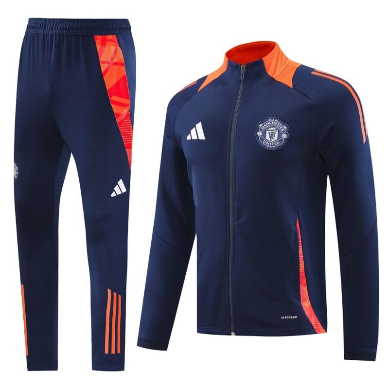 24/25 Manchester United Navy/Orange Full Zipper Jacket +Long Pants